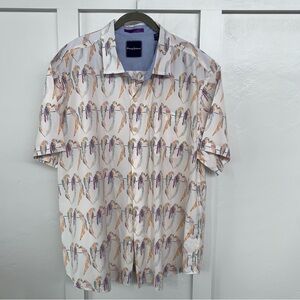 Tommy Bahama Parrot Print Silk Blend Button Down Shirt